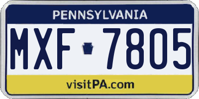 PA license plate MXF7805