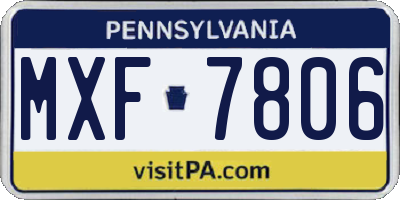 PA license plate MXF7806