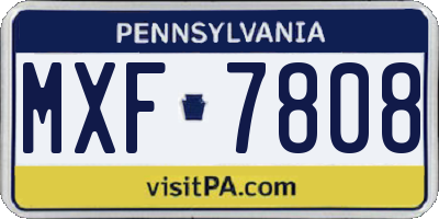 PA license plate MXF7808