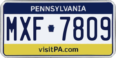 PA license plate MXF7809