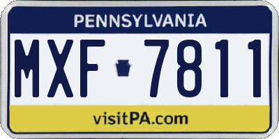 PA license plate MXF7811