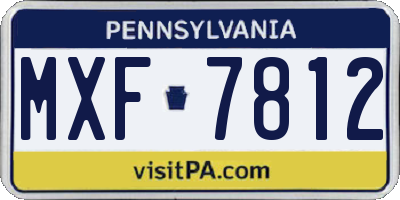 PA license plate MXF7812