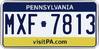 PA license plate MXF7813