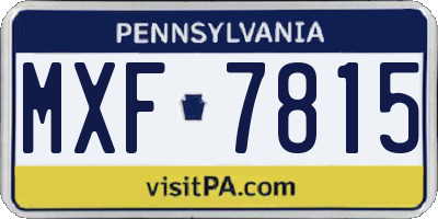 PA license plate MXF7815