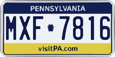 PA license plate MXF7816