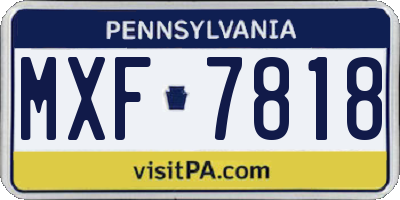 PA license plate MXF7818