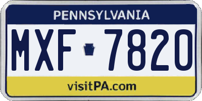 PA license plate MXF7820