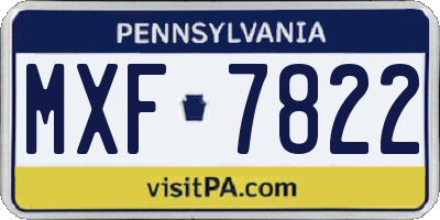 PA license plate MXF7822