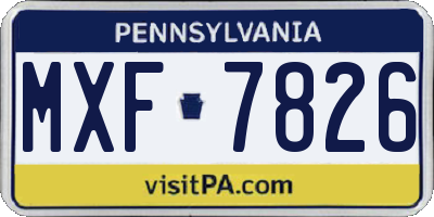 PA license plate MXF7826