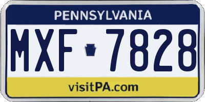PA license plate MXF7828