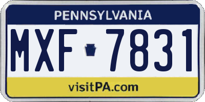 PA license plate MXF7831