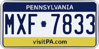 PA license plate MXF7833