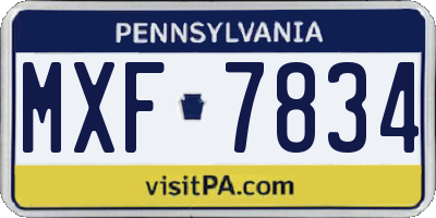 PA license plate MXF7834