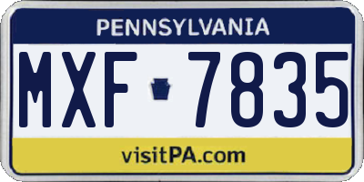 PA license plate MXF7835