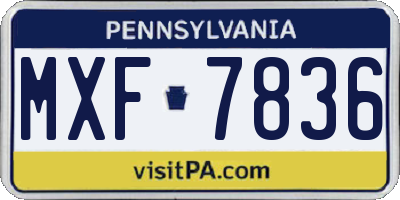 PA license plate MXF7836