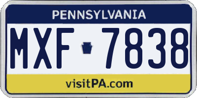 PA license plate MXF7838