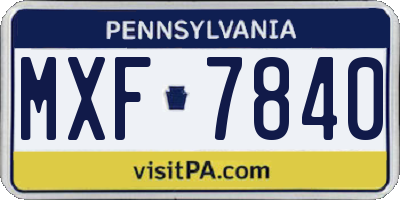 PA license plate MXF7840