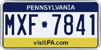PA license plate MXF7841