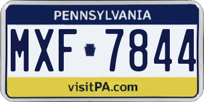 PA license plate MXF7844