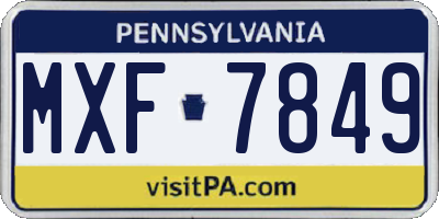 PA license plate MXF7849
