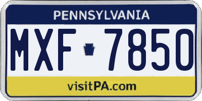 PA license plate MXF7850