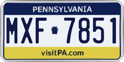 PA license plate MXF7851