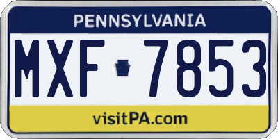 PA license plate MXF7853