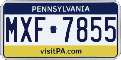 PA license plate MXF7855