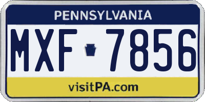 PA license plate MXF7856