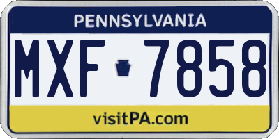PA license plate MXF7858