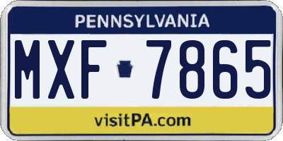 PA license plate MXF7865