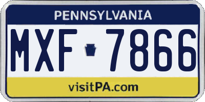 PA license plate MXF7866