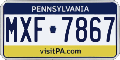 PA license plate MXF7867