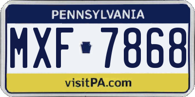 PA license plate MXF7868