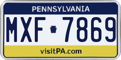 PA license plate MXF7869