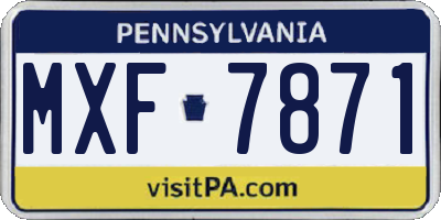 PA license plate MXF7871