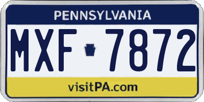 PA license plate MXF7872