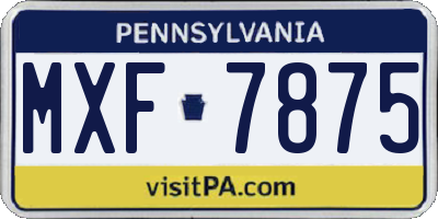 PA license plate MXF7875