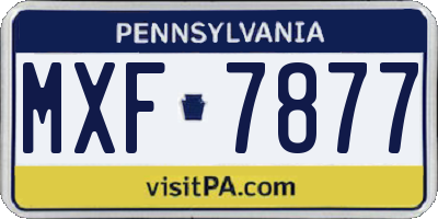 PA license plate MXF7877