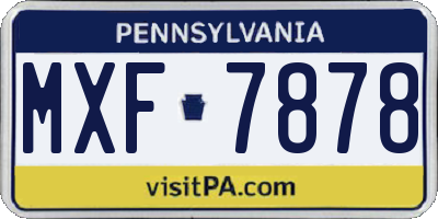 PA license plate MXF7878