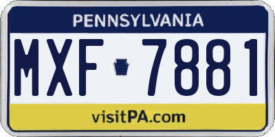 PA license plate MXF7881