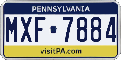 PA license plate MXF7884