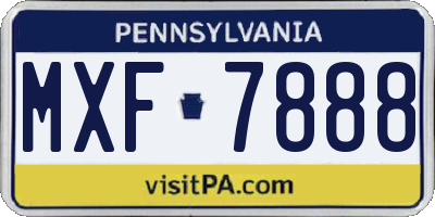 PA license plate MXF7888
