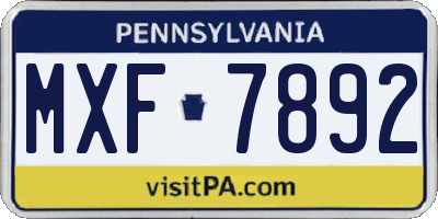 PA license plate MXF7892