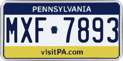 PA license plate MXF7893