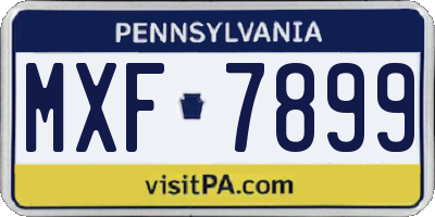 PA license plate MXF7899