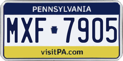PA license plate MXF7905