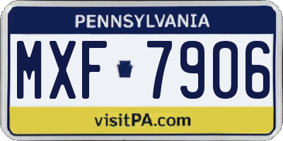 PA license plate MXF7906