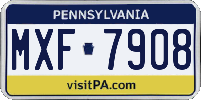 PA license plate MXF7908