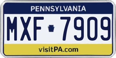 PA license plate MXF7909